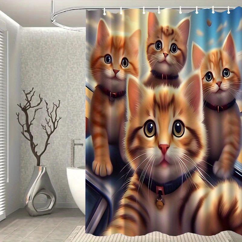 3D Занавеска для душа с котенком Реалистичные мордочки кошек Мультяшное искусство Веселый Декор для ванной Водонепроницаемая Печатная занавеска Домашний стиль