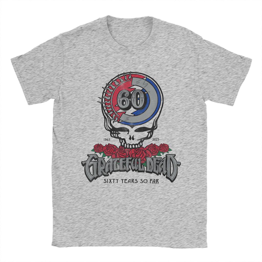 Grateful Dead Sixty Years So Far Футболка с принтом к юбилею Мужские футболки Летние с круглым вырезом Харадзюку Футболка Свободные Оверсайз Топы