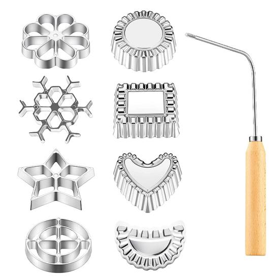 Frying Mold Set with Long Handle Non-Stick Shredded Carrot Shrimp Patty Spoon Waffle Cooking Stamp Cookie Press Mold Stainless Steel Kitchen Baking