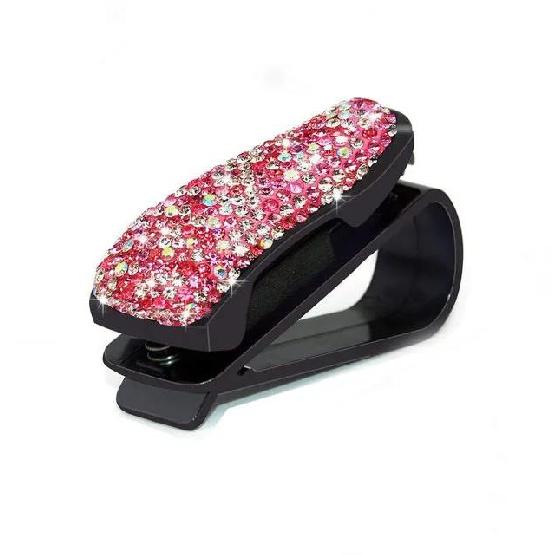 1PCS Bling Sunglasses Eyeglasses Holder Rhinestone Diamond Sun Visor Glasses Fastener Clip Portable Clip Auto Car Ornament