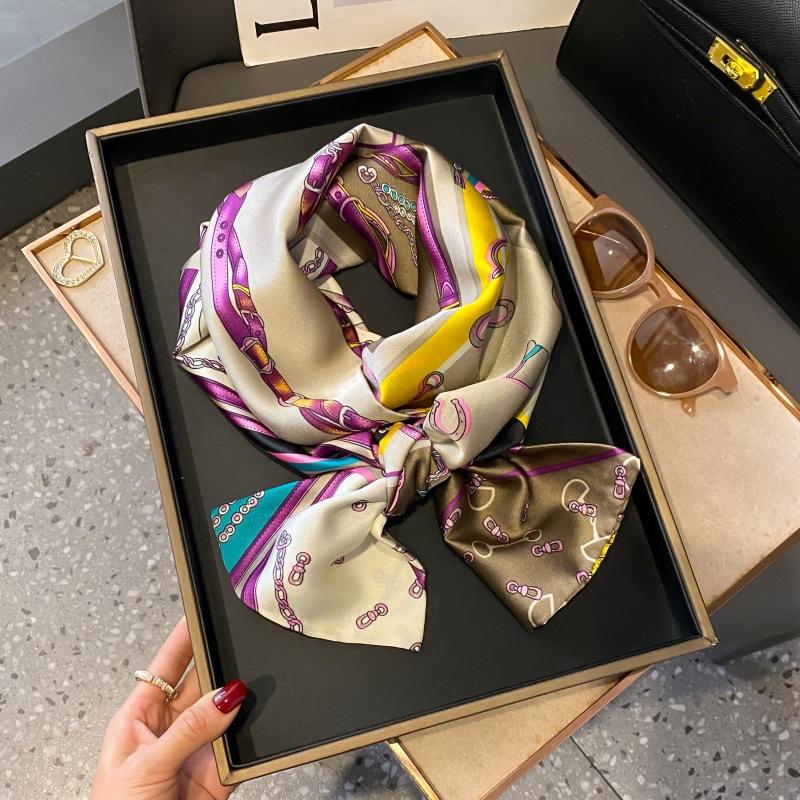 Новый конный шарф литературный лента завязанный мешок декоративный костюм шарф маленькая длинная повязка на голову шелковый шарф женский печать узкий