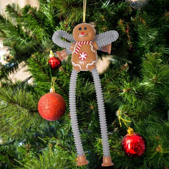 4 шт. Рождественская телескопическая трубка, подвесное украшение, Санта Клаус, Олень, Снеговик, Пряничный человечек, присоска, игрушка-антистресс, праздничное украшение для вечеринки