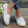 Women's Slip-On Linen Fisherman Shoes - Breathable Casual Penny Loafers with PU Sole