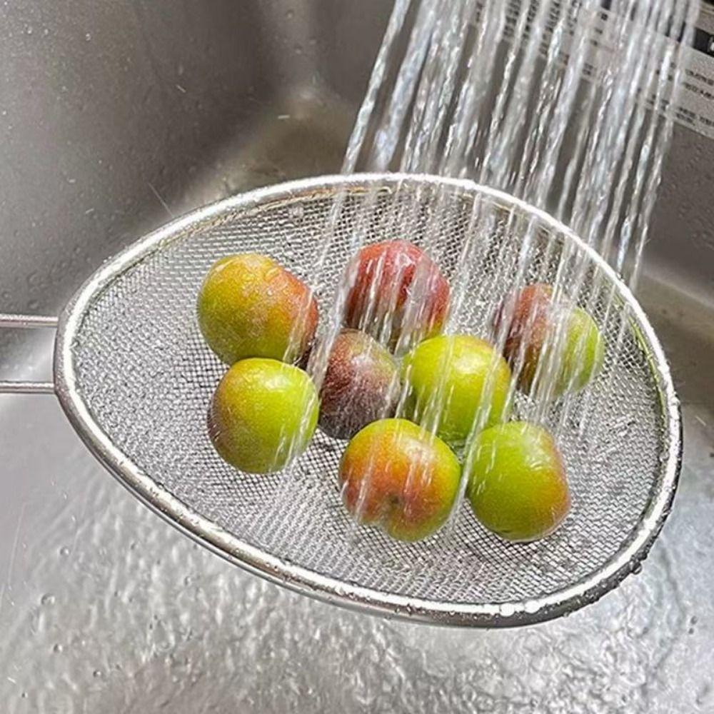 Удобный совок-сито из нержавеющей стали, овальная ложка-сито для жарки, ложка для слива, бытовая