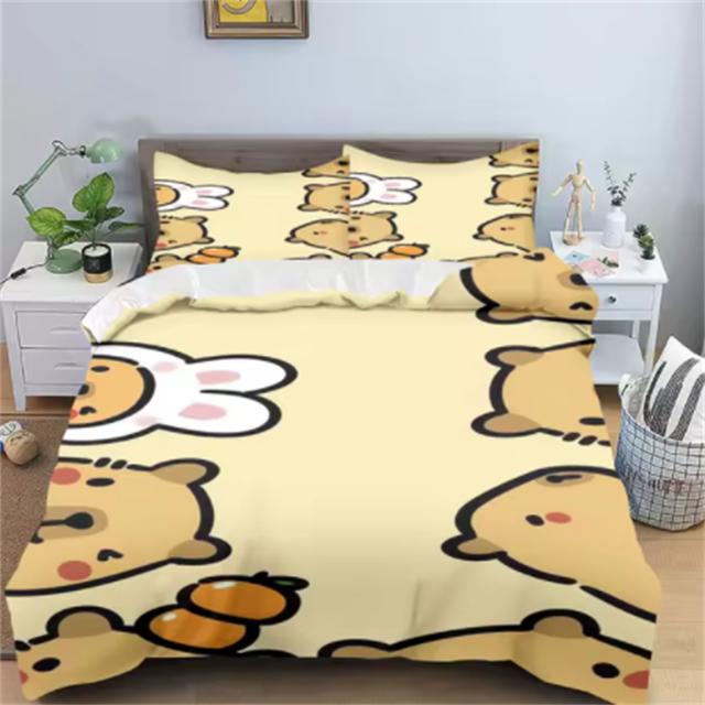 Капибары пододеяльник аниме постельное белье наволочка печатный общий детский и взрослый комплект двуспальный размер реактивная печать одеяло