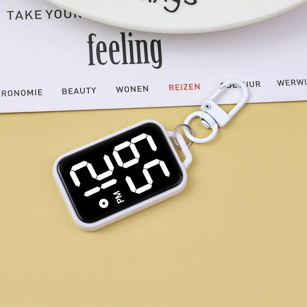 Square LED Keychain Pendant Mini Watch Cartoon Digital Wall Watch Electronic Watch Student Kid Present