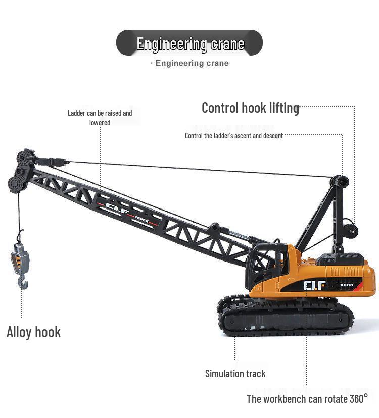Набор строительной техники Car Cube из сплава: Игрушка Погрузчик, Экскаватор, Кран, Бетоносмеситель и Дорожный каток