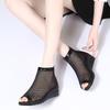 Women's Summer Wedges Mesh Peep Toe Cool Boots Thick Sole Non Slip Breathable Big Size Zippers Ankle Boots High Top Sandals