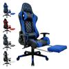FOXSPORT Fauteuil gamer-Ergonomique Avec Support Lombaire, Appui-tête Et Repose-pied, Hauteur Réglable Inclinable 90 °-180 °-Bleu