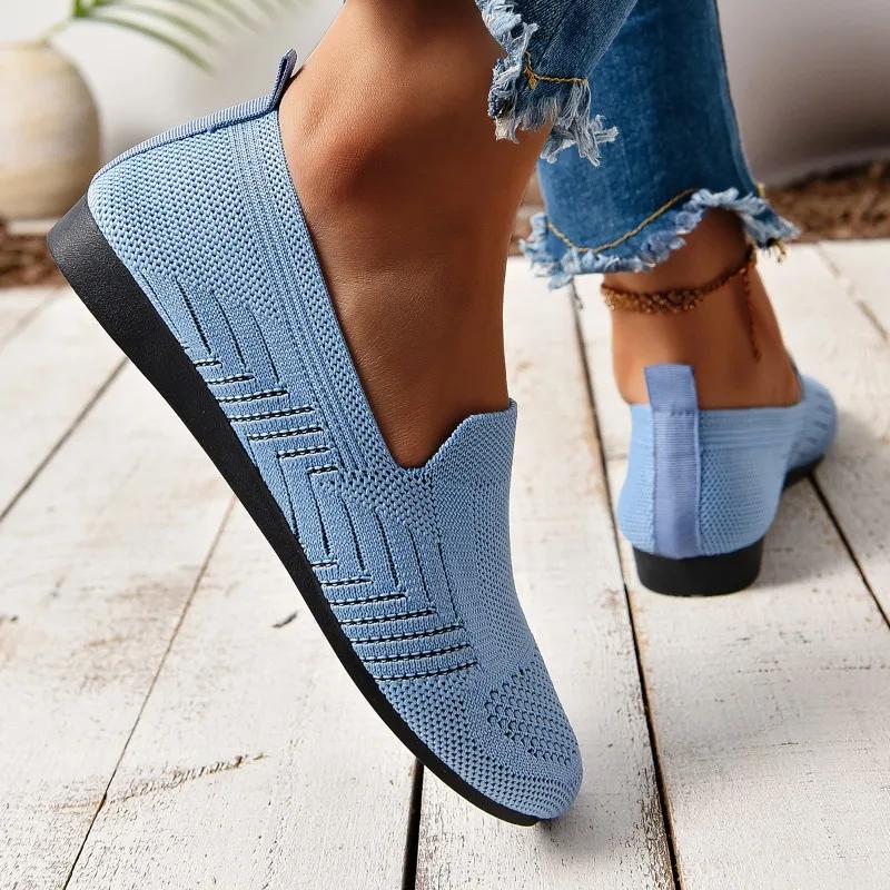 Горячая Распродажа Женская Обувь 2024 Модная Круглая Носок Ткань Дышащая и Удобная Однотонная Цветная Женская Обувь На Плоской Подошве