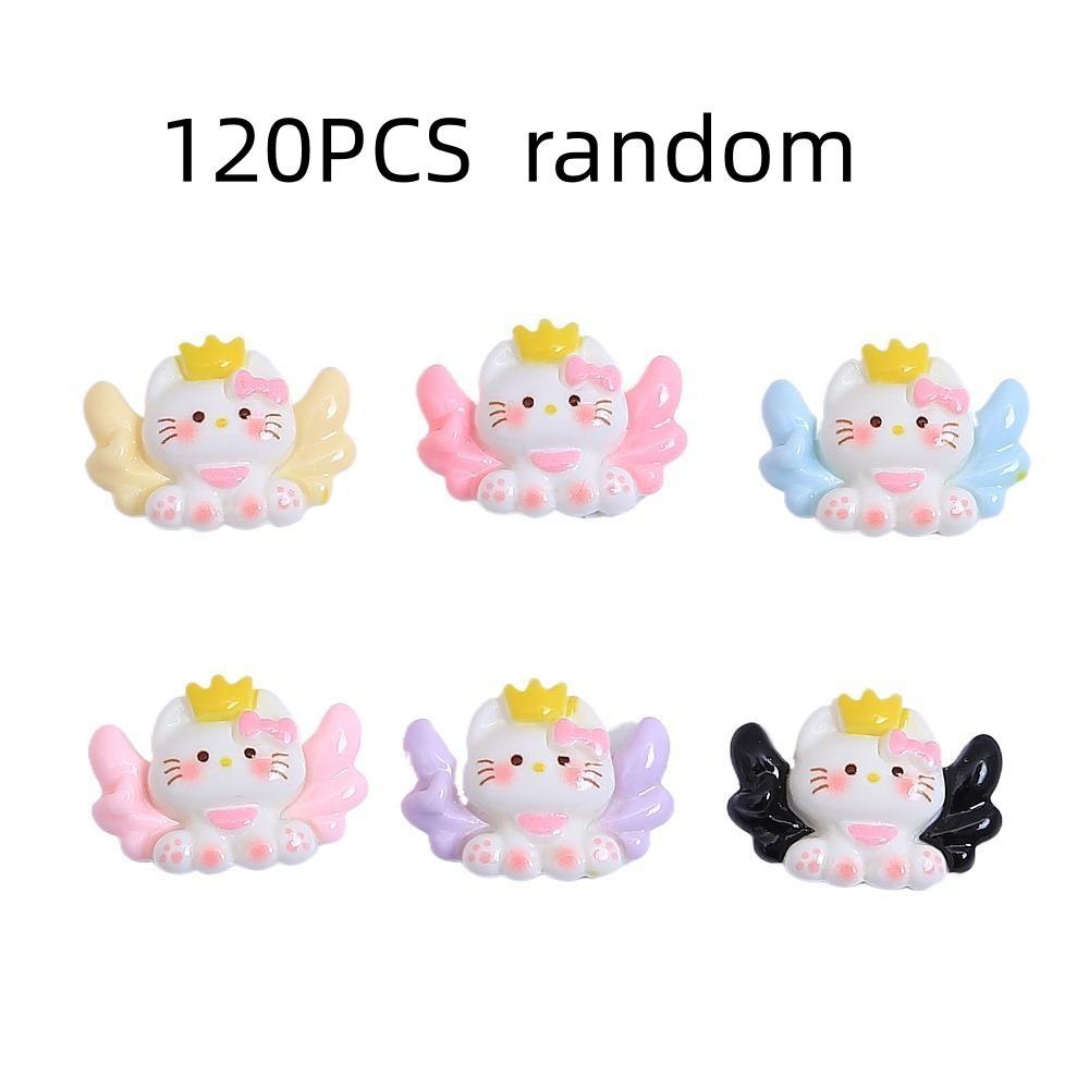 24/120PCS Cute Wings Meow Cartoon Handmade DIY Accessories Cream Glue Resin Small Accessories Hole Shoe Buckle Material