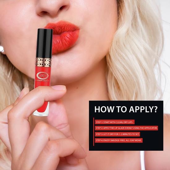 Fashion Colour Kissproof Lip Glaze Lipstick | Upto 12 Hours Stay | Velvet Texture | Non Transfer Lipstick Waterproof | Highly Pigmented | 7g