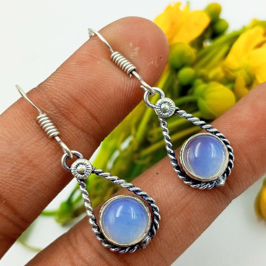 Опалит Драгоценный камень Стерлинговое серебро 925 пробы Покрытые серебром серьги-крючки Ювелирные изделия NST-J2H16790