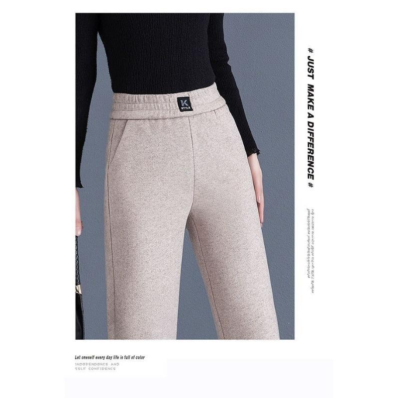 Herringbone velvet pants women's thickened autumn and winter new high waist winter thin loose nine-point pants women