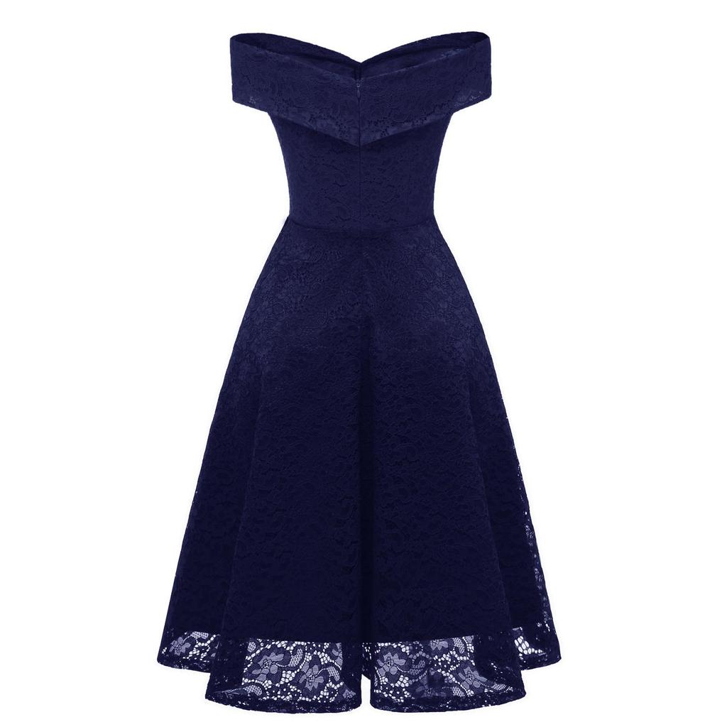 Платье женское Deer с запахом спереди, с открытыми плечами, в стиле бардо, с цветочным кружевом, миди-юбка-клеш, для выпускного вечера, коктейля, формальной вечеринки, наряда для подружки невесты, свадебного гостя, для особого случая