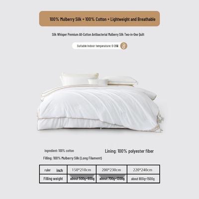 Зимнее одеяло Mercure Home 2-в-1 из 100% шелка тутового дерева
