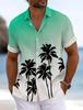 Мужская летняя гавайская рубашка Coconut Tree, рубашка Aloha с коротким рукавом, гавайский летний отпуск, отложной воротник на пуговицах