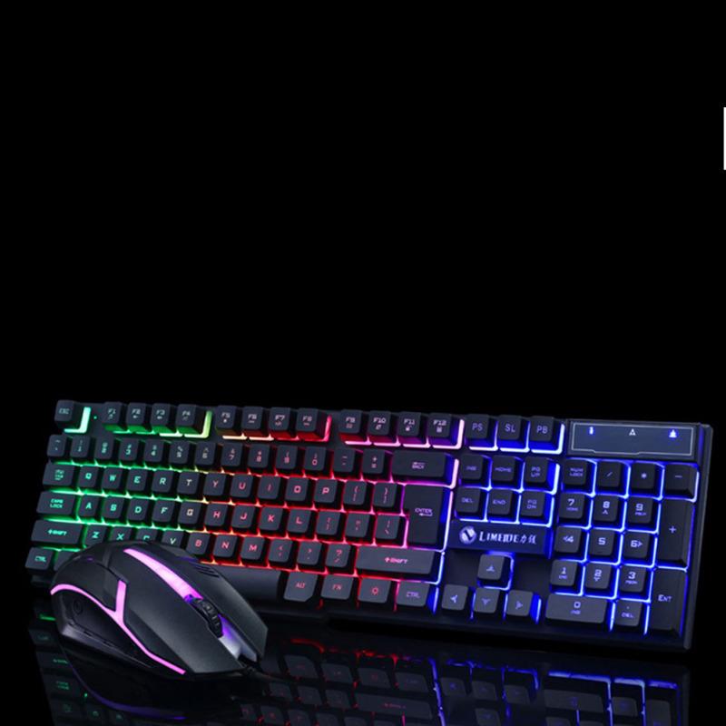 Проводной USB-ПК, геймерская подвеска, механическая клавиатура + мышь, фотоэлектрический портативный компьютер