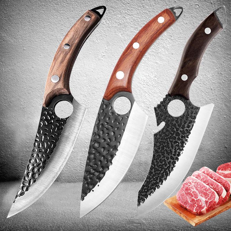 Тесак для мяса, набор охотничьих ножей, кованый нож для обвалки, сербский нож шеф-повара, кухонный нож из нержавеющей стали, нож для мясника, рыбы