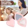 Расческа Love Heart с зеркалом 2-в-1 с мягкой щетиной для массажа кожи головы, складная