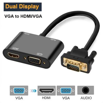 Адаптер VGA 3-в-1 Совместимость с VGA и HDMI+VGA+аудио Многопортовый дисплей Синхронизация звука