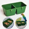 Green Bird Feeder Boxes - Durable Plastic, Dual Compartment for Food & Water, Easy To Clean, Perfect for Parrots & Small Pets, Includes Seed Pan