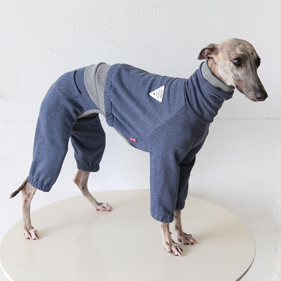 Petstyle 4-Leg Dog Jumpsuit Turtleneck Sporty Layered Bodysuit for Italian Greyhound Whippet, Soft Stretchy Pullover Onesie Warm