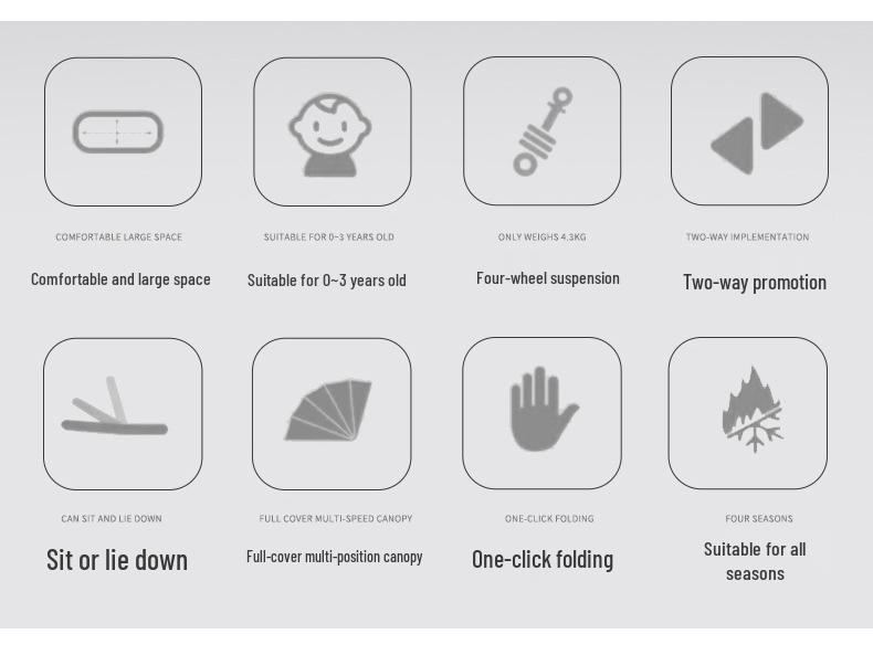 Легкая двухсторонняя детская коляска: Складной, Дизайн с высоким расположением люльки для сидения или лежания, Идеально подходит для новорожденных