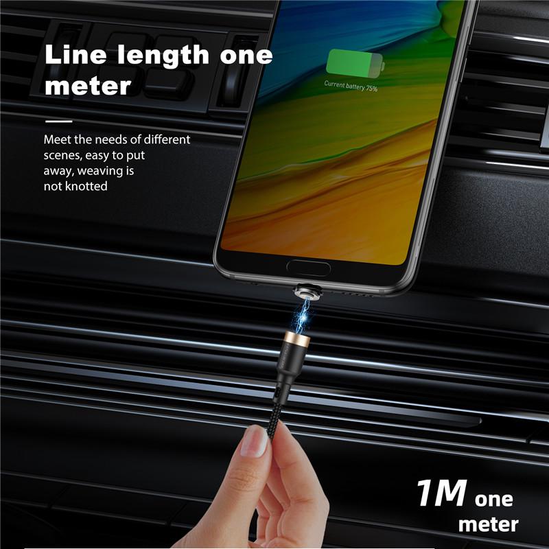 USLION Магнитный кабель 3A для быстрой зарядки для Samsung Xiaomi Huawei Micro USB-кабель типа C