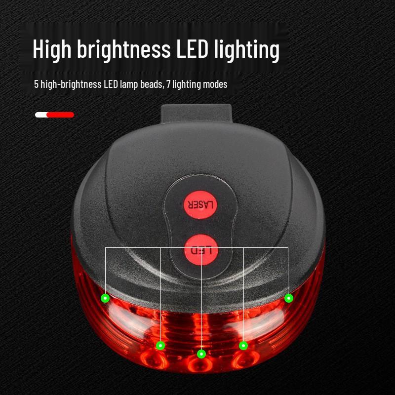 Сверхяркий велосипедный фонарь 5LED с лазерным задним фонарем и индикатором ширины