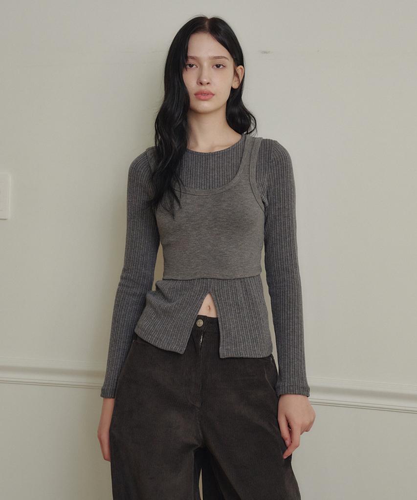 MARROT Sleeveless Top Layered Tee_Charcoal