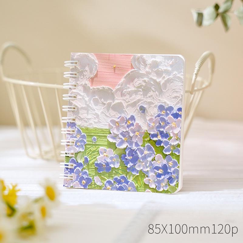 A7 Oil Painting Coil This Star Confused Notebook Elementary School Mini Pocket Notepad Blank Inner Page Memo Book