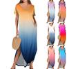 Women Summer Casual Loose V Neck Short Sleeve Beach Maxi Long Dresses Trendy Outfits
