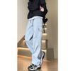 Men's Spring Sports Waterproof Rushing Trousers Design Handsome Straight Loose Casual Work Trousers