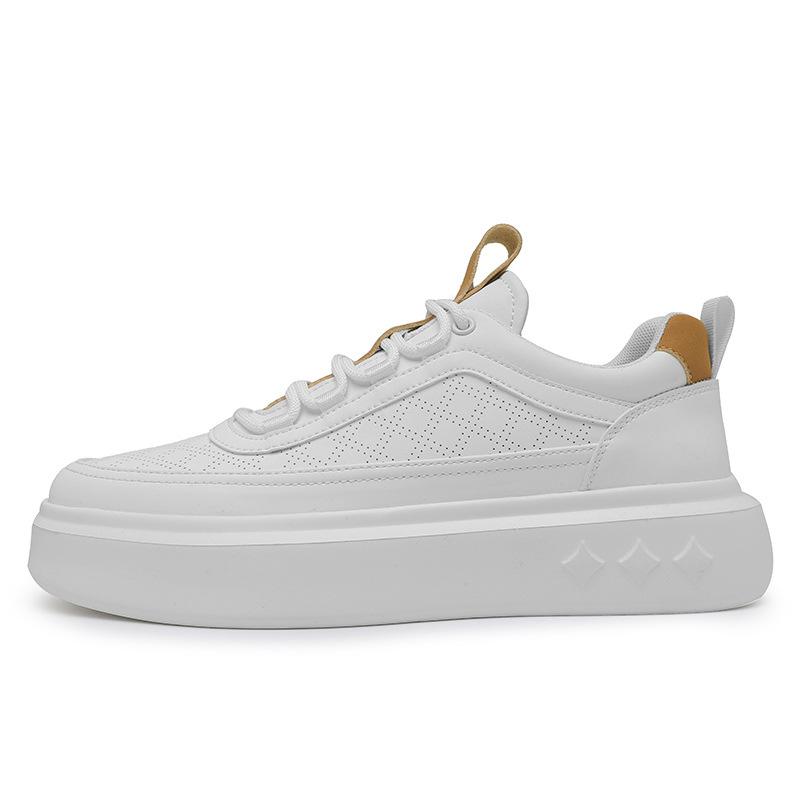 Маленькие белые туфли мужские 2024 новый зимний тренд увеличение внутренней высоты спортивная и повседневная обувь мужские универсальные дышащие туфли с толстой подошвой