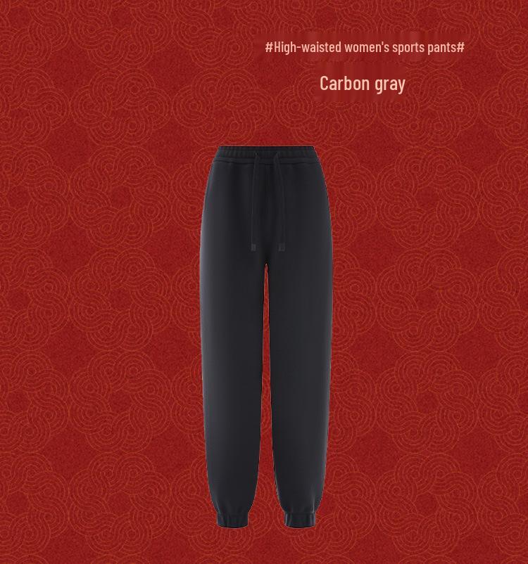 Женские ветрозащитные спортивные штаны с высокой посадкой: Уютные и теплые осенне-зимние повседневные брюки свободного кроя.