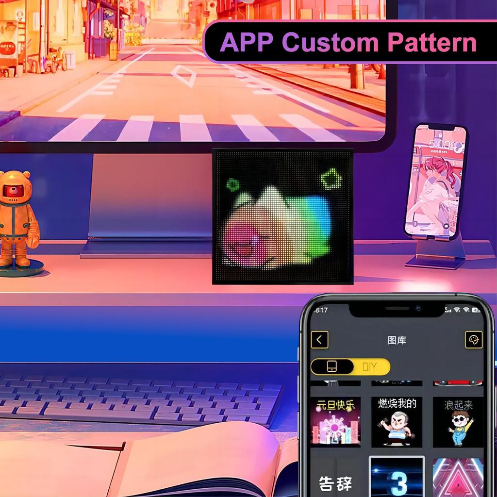 LED Pixel Display Screen App Control LED Car Sign Screen with 32x32 Pixel Custom Text Pattern Animation Programmable LED Screen