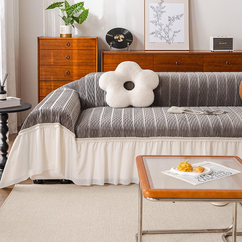 Чехол для дивана в кремовом стиле, новый всеобъемлющий чехол, всесезонное противоскользящее кружевное одеяло, подушка, полотенце для дивана