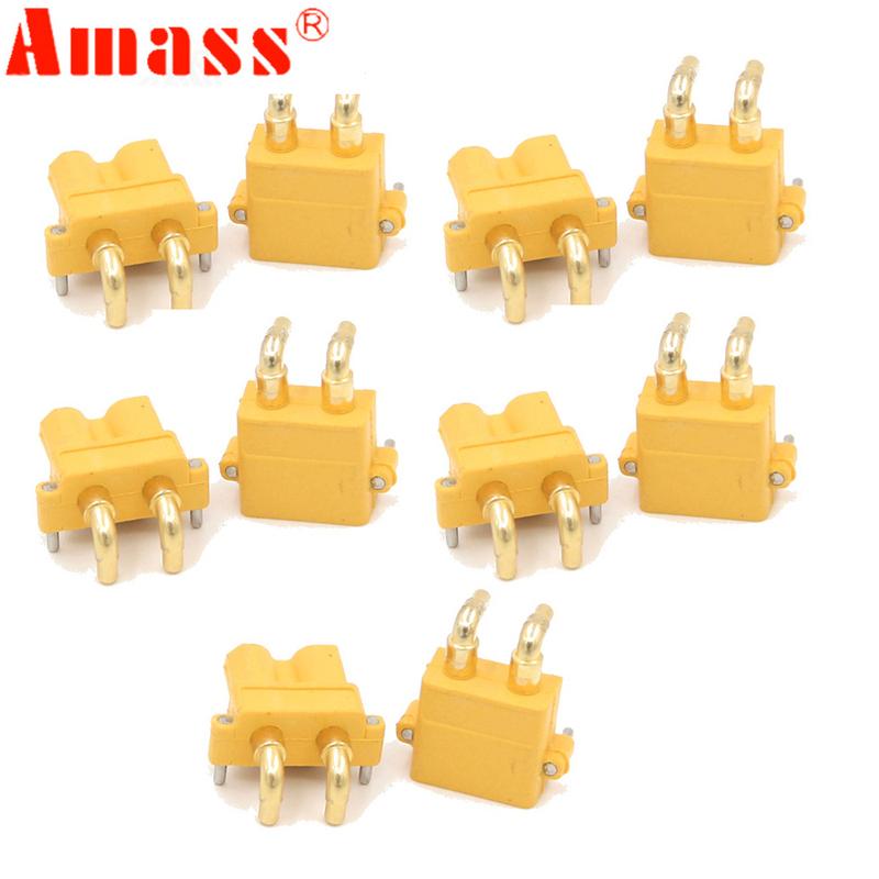 10psc Amass XT30PW ESC Motor PCB board plug Banana Golden XT30 Upgrade Right Angle Plug Connector for RC Mode