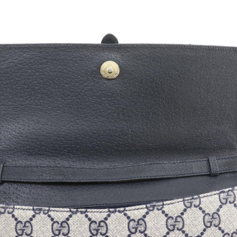 GUCCI Old Gucci Shoulder Bag 904.02.050 2-way clutch Gray / navy GG plus Women Used