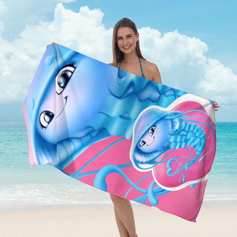 Custom Printed Microfiber Beach Towel Quick Dry Sports Swimming Pool Outdoor Travel Yoga Gym Sun Protection Double Sided Plush Bath