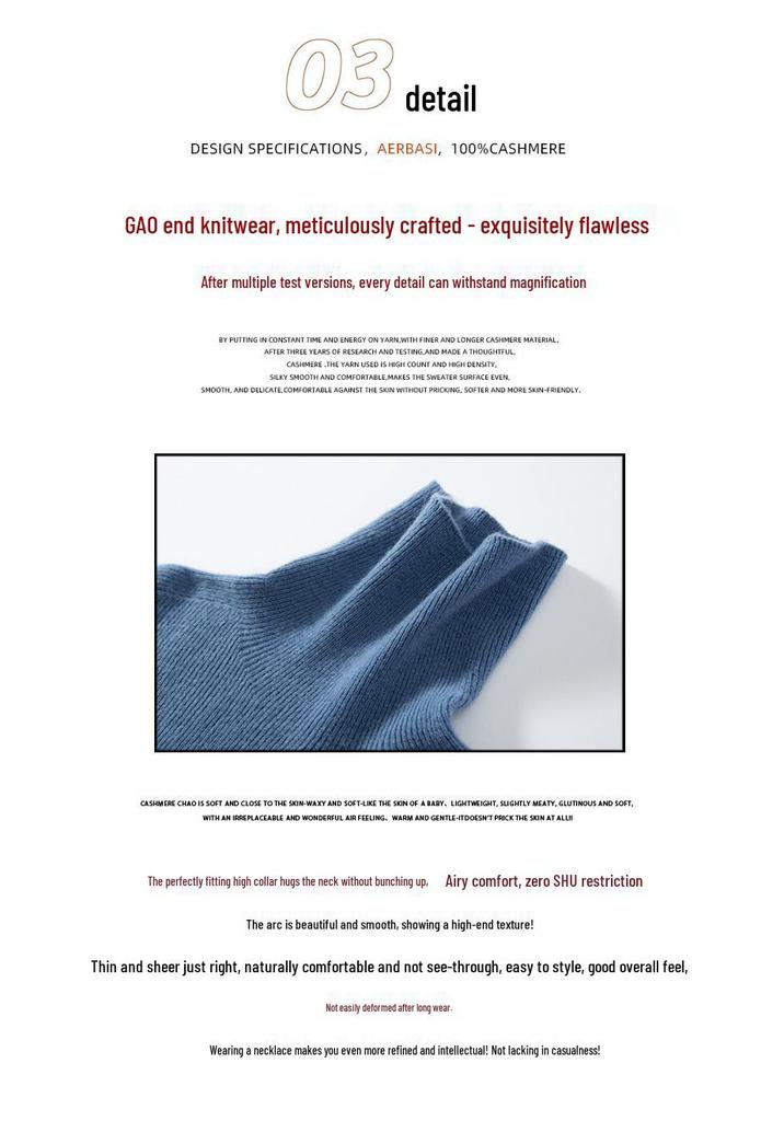 Women's Slim-fit High-neck Cashmere Pullover Sweater - Autumn/Winter Stylish, Tight-knit Base Layer