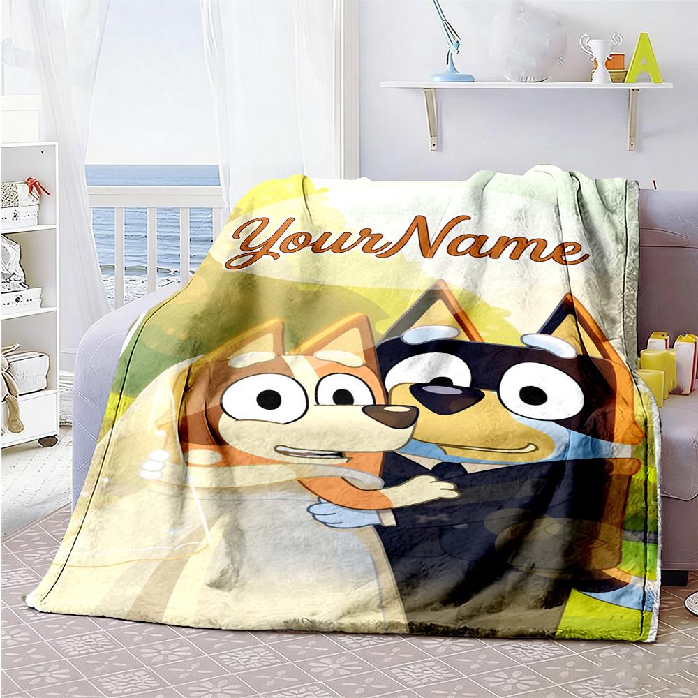 Bluey 72 Personalized Name Blanket Lightweight Personalized Blanket Soft Warm Cozy Suitable for Picnics Living Room Nap Office Chair