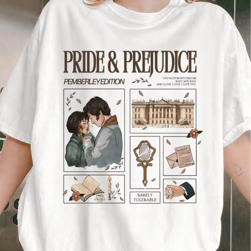 Pride and Prejudice "Romantic Novel Graphic Women's Four Seasons New Style Unisex Casual Fashion T-shirt