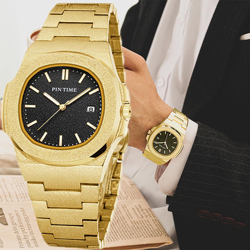 Матовая поверхность кварцевые часы мужские роскошные хип-хоп серебристо-голубые золотые часы мужские часы мужские Reloj Hombre Masculino