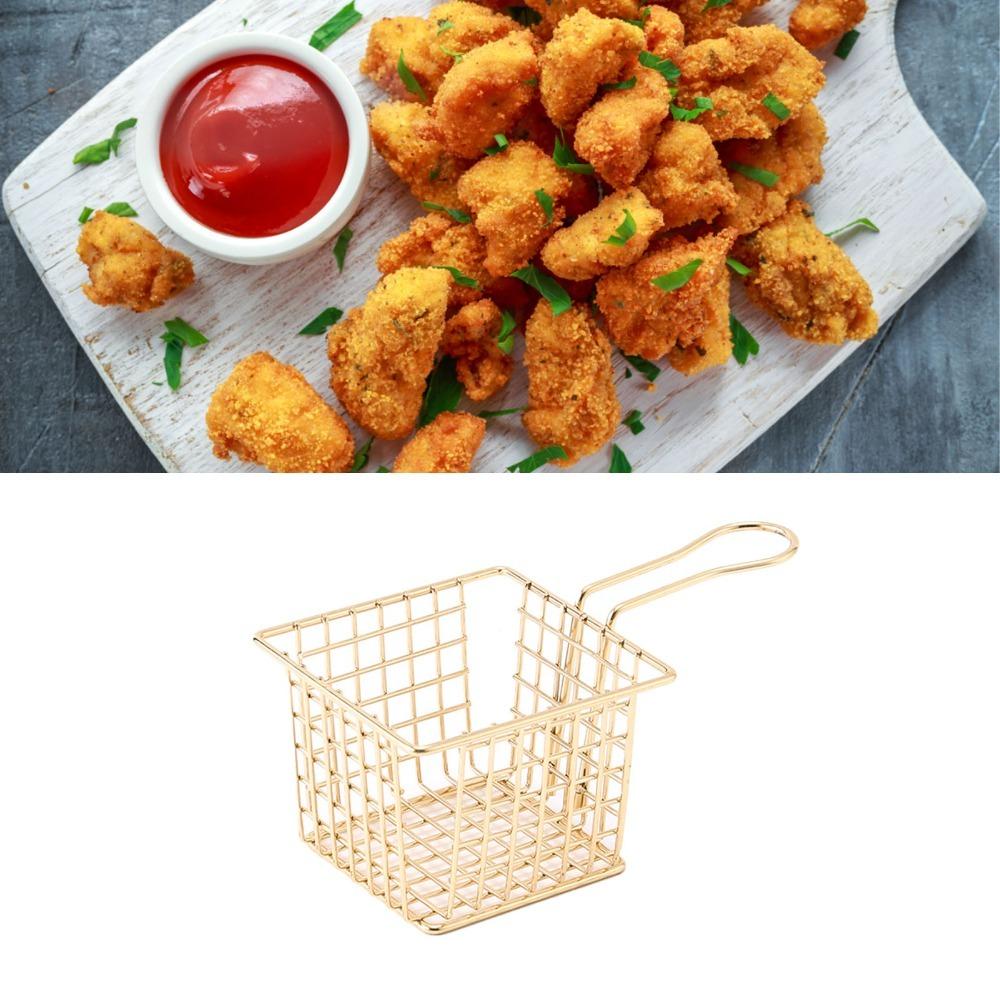 Iron French Fry Holder Silver Rose Gold Gold Frying Strainer Durable Fryer Basket Cooking Frying