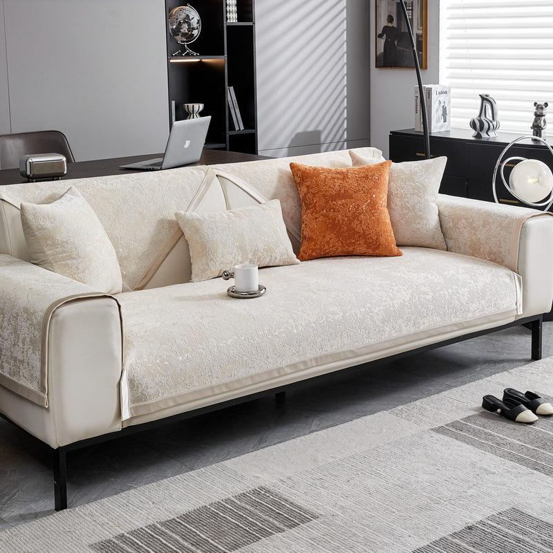 Chenier Sofa Cushion, New Light Luxury Seat Cushion, All-Season Non-Slip Leather Sofa Cover, Backrest Cover Cloth Towel
