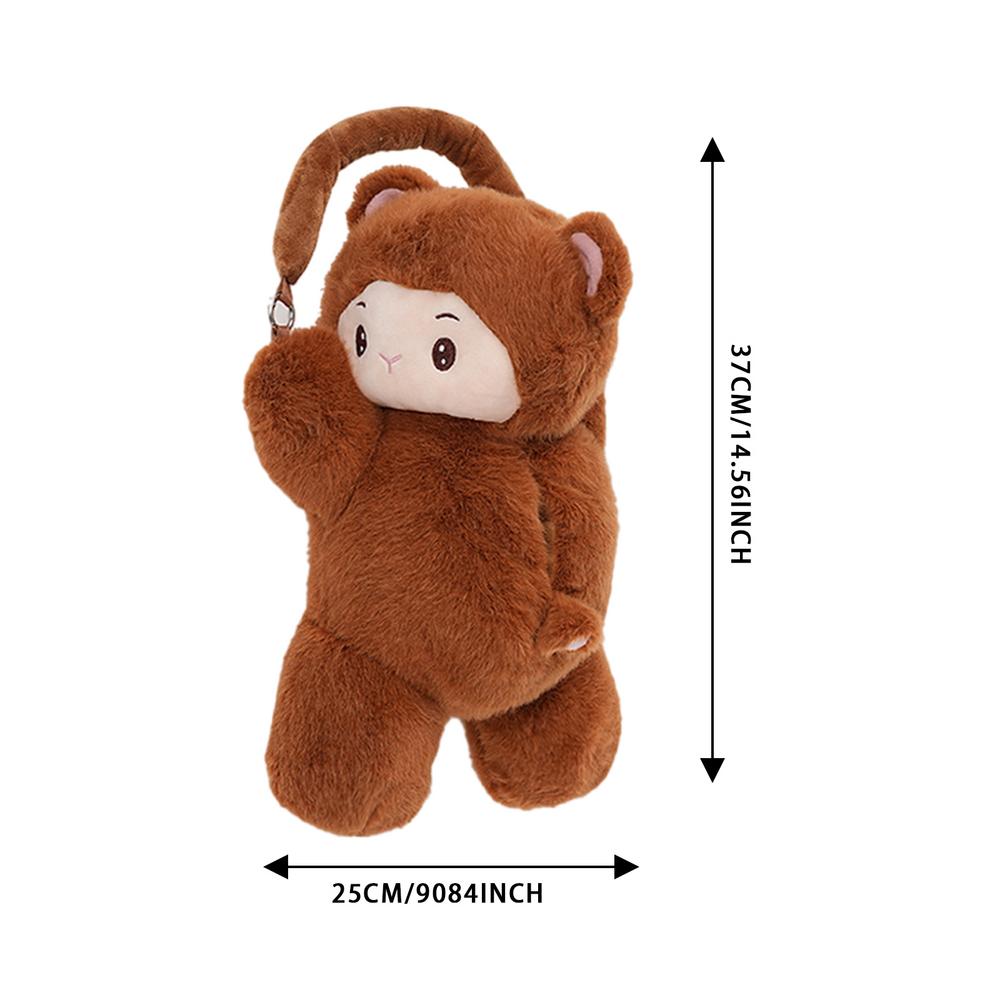 Cartoon Car Tissue Holder Plush Monkey Tissue Holder Space-Saving Tissue Box Soft Tissue Holder For Commuting Travel