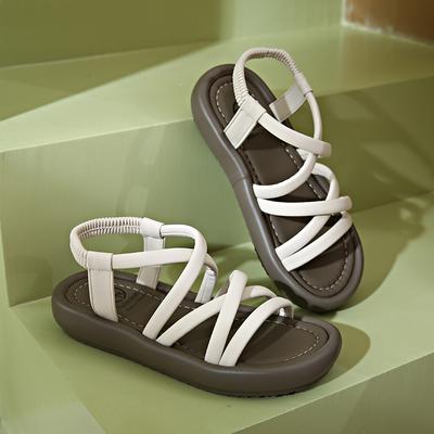 CRLAYDK 2024 женские летние сандалии на плоской подошве с эластичными ремешками на щиколотке повседневные римские с открытым носком пляжные спортивные прогулочные туфли удобные тапочки