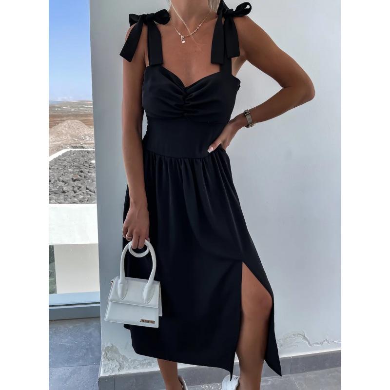 Женские летние сексуальные повседневные платья с разрезом на талии и принтом